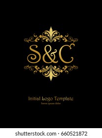 S & C initial wedding logo template vector