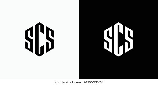 S C S initials vector logo design in abstract hexagon cube shape.