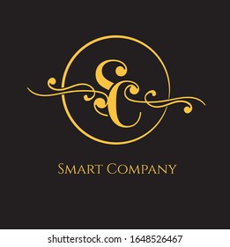 S & C letter based luxury vector logo with dummy text on dark background.