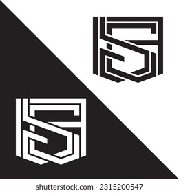 S, C, and A letter logo mark with black and white combination
