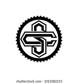 S and C letters with bicycle gear vector logo template