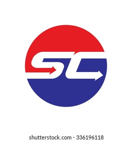 s and c logotype. logo s and c with arrow symbol. logo template. vector icon.
