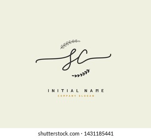 S C SC Beauty vector initial logo, handwriting logo of initial signature, wedding, fashion, jewerly, boutique, floral and botanical with creative template for any company or business.