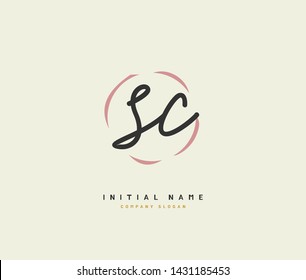 S C SC Beauty vector initial logo, handwriting logo of initial signature, wedding, fashion, jewerly, boutique, floral and botanical with creative template for any company or business.