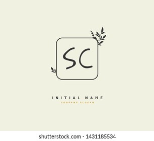 S C SC Beauty vector initial logo, handwriting logo of initial signature, wedding, fashion, jewerly, boutique, floral and botanical with creative template for any company or business.