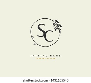 S C SC Beauty vector initial logo, handwriting logo of initial signature, wedding, fashion, jewerly, boutique, floral and botanical with creative template for any company or business.