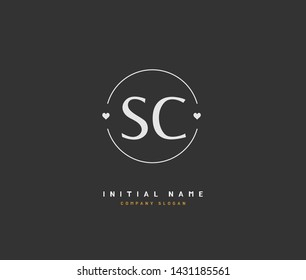 S C SC Beauty vector initial logo, handwriting logo of initial signature, wedding, fashion, jewerly, boutique, floral and botanical with creative template for any company or business.