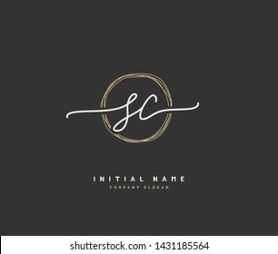 S C SC Beauty vector initial logo, handwriting logo of initial signature, wedding, fashion, jewerly, boutique, floral and botanical with creative template for any company or business.
