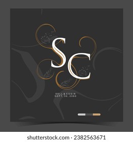 S, C, SC Beauty vector initial logo, wedding monogram collection, Modern Minimalistic and Floral templates for Invitation cards, Save the Date, Logo identity for restaurant, boutique, cafe in vector
