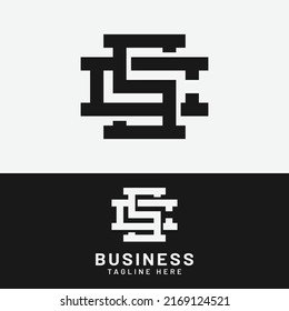 Plantilla de diseño de logotipo inicial de la letra S, C, SC o CS. Adecuado para el Deporte General Fitness Finance Construcción Compañía de ropa de empresa de compras en diseño de logotipo de estilo moderno sencillo.