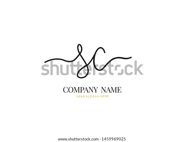 S C SC Initial handwriting logo design with circle. Beautyful design