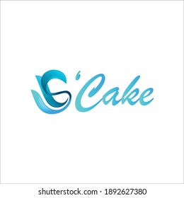 S cake logo. Simbol inisial S . Cake Logo. The initial symbol of the letter S is an environmentally friendly leaf shape