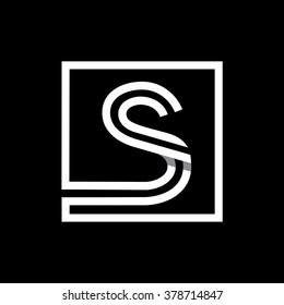 S capital letter enclosed in a square. . Overlapping with shadows monogram, logo, emblem. Trendy design. 