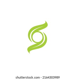 Logotipo del círculo S, logotipo de la naturaleza S, logotipo de la hoja S