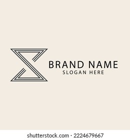 s clock line art logo vector design