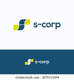 S corp geometry logo. Minimalistic letter S logotype template. 