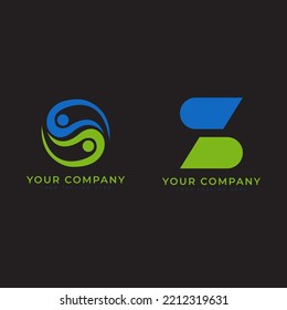 Diseño de logotipo de letra creativa S con fondo negro