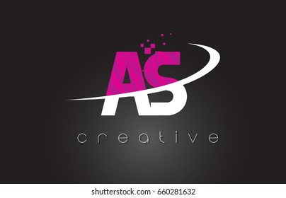 AS A S Creative Letters Design. White Pink Letter Vector Illustration.