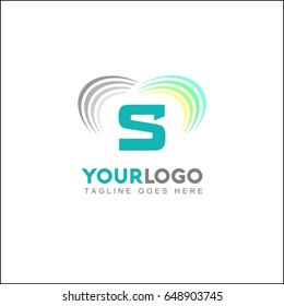 S Creative Logo. Abstract colorful vector illustration circle on a white background. Rainbow line icon.