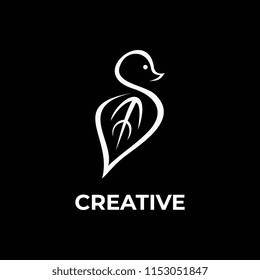 S creative logo with bird look and leaf abstract