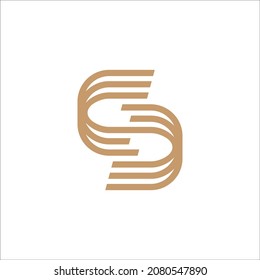 Logotipo creativo en colores dorados y blancos.