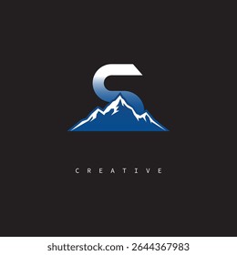 S Creative Mountain Logo Bold Gradient Letter mark Branding Design for Business Outdoor Brands