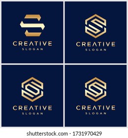 S CS letter gold logo design vector