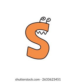 "S" cute and kawaii letters characters for baby invitation design, poster, banner or birthday card. 