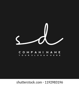 S D Initial handwriting logo vector