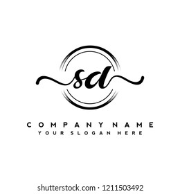 S D Initial handwriting logo vector