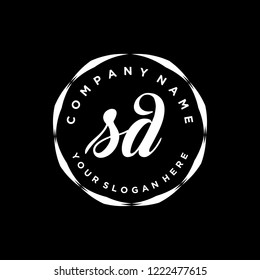 S D Initial handwriting logo vector