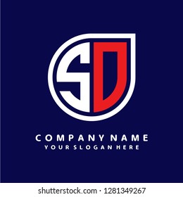 S D initial letter, modern logo design template vector 
