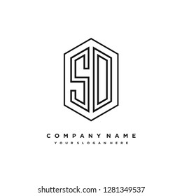 S D initial letter, modern logo design template vector 