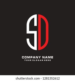 S D initial letter, modern logo design template vector 