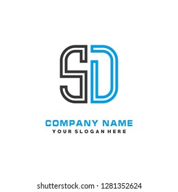 S D initial letter, modern logo design template vector 