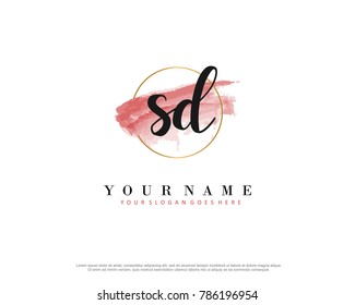 S D Initial water color logo template vector