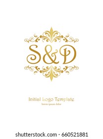 S & D initial wedding logo template vector