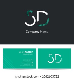S & D joint logo stroke letter design with business card template