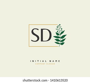S D SD Beauty vector initial logo, handwriting logo of initial wedding, fashion, jewerly, heraldic, boutique, floral and botanical with creative template for any company or business.