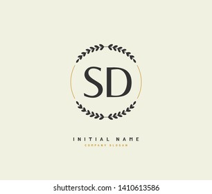 S D SD Beauty vector initial logo, handwriting logo of initial wedding, fashion, jewerly, heraldic, boutique, floral and botanical with creative template for any company or business.