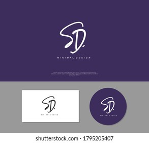 S D SD Initial handwriting or handwritten logo for identity. Logo with signature and hand drawn style.