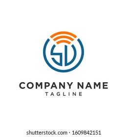 S and D or SD Letter for Internet or Technology Logo Design Vector