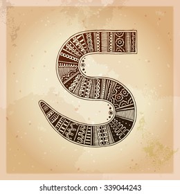 S Decorative Letter Hand Drawn Alphabet Stock Vector Royalty Free