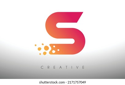Diseño de logotipo de letra S con burbuja artística creativa cortada en color púrpura ilustración vectorial