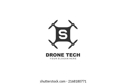 S Drone logo design inspiration. Vector letter template design for brand.