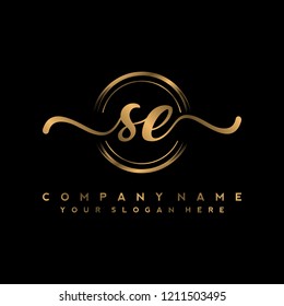 S E Initial handwriting logo vector