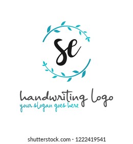 S E Initial handwriting logo vector
