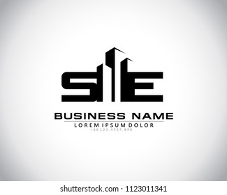 S E Initial logo concept with building template vector.