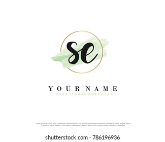 S E Initial water color logo template vector