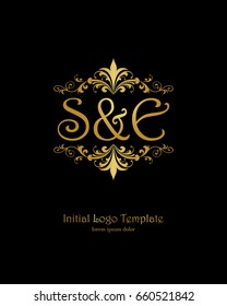 S & E initial wedding logo template vector